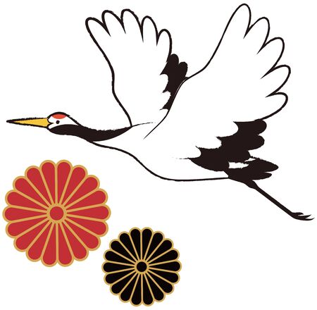 Flying Crane Background Material Vector Illustrationのイラスト素材