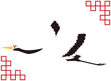 Flying Crane Background Material Vector Illustrationのイラスト素材