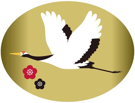Flying Crane Background Material Vector Illustrationのイラスト素材