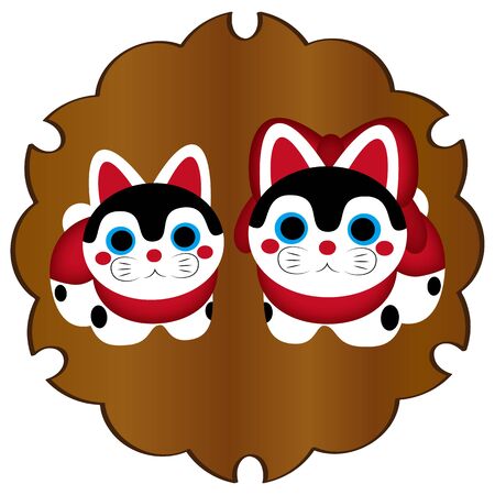 Cute Shiba Inu-san Label Illustration Vectorのイラスト素材