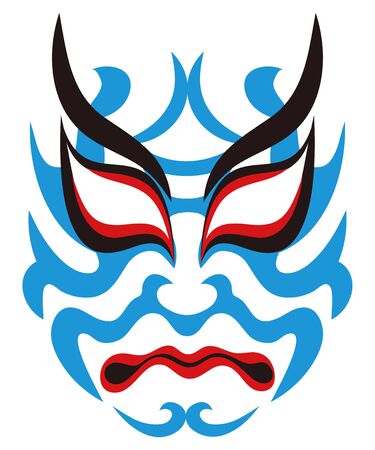 Japanese Traditional Performing Arts Kabuki Face Makeup Kumatori Face Illustration Vectorのイラスト素材