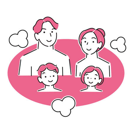 Family of 4 bathing moderately simple illustration vector family of 4 taking a bath. Moderately simple illustration. vector.のイラスト素材