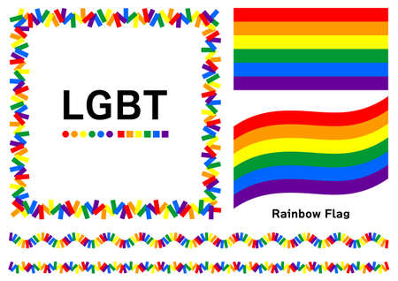 LGBT icon rainbow flag and six colors background material design set Vector
LGBT symbol rainbow flag and six colors background design set vectorのイラスト素材