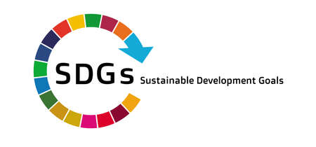 Sustainable Development Goals Arrow illustration set made up of SDGs alphabet and 17 colors...