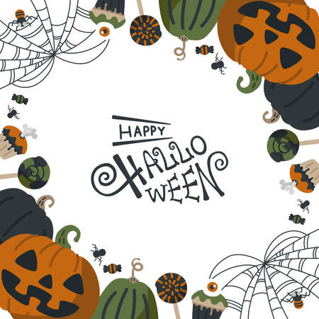 Halloween pumpkin frame type illustrationのイラスト素材
