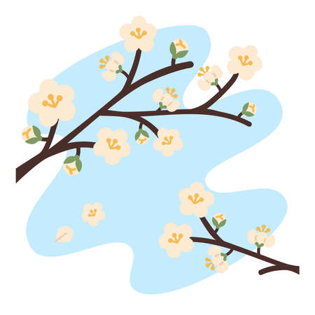 White plum blossoms and branchesのイラスト素材