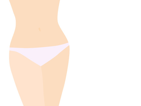 Flat vector illustration of a healthy lean woman's tummy on white backgroundのイラスト素材