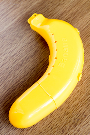 Japanese plastic yellow lunch banana caseの写真素材