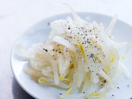 Japanese cuisine, bean sprouts salad in the bowl