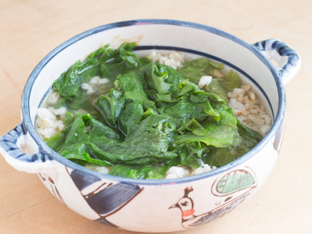 Homemade Oatmeal lettuce porridgeの写真素材
