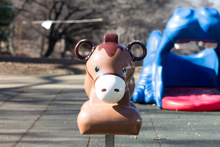 Playground equipment, a donky in a Japanese parkの写真素材