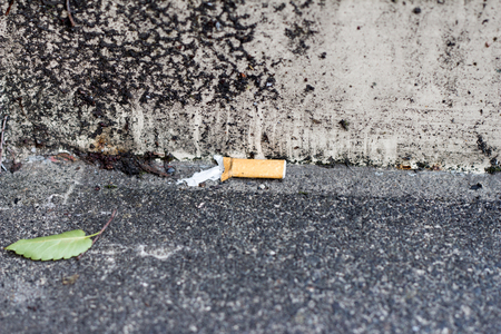 One cigarette end on the streetの写真素材