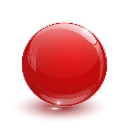 Red glassy ball on white backgroundのイラスト素材