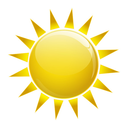 Gold sun icon on white isolatedのイラスト素材