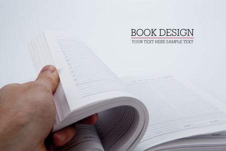 Pages of the book macro on white backgroundの写真素材