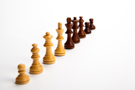 Number of chess pieces on white backgroundの写真素材