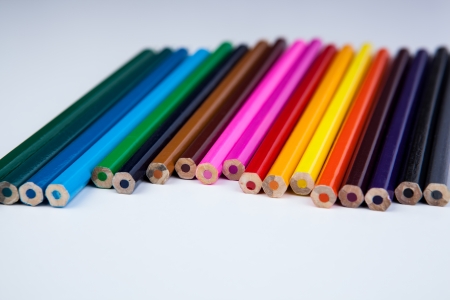 a stack of colored pencils close-upの写真素材