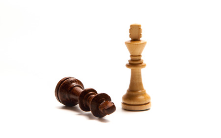 Chess pieces set on white backgroundの写真素材