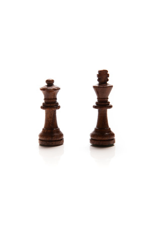 Chess pieces set on white backgroundの写真素材