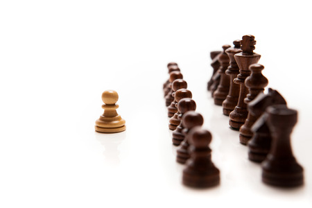 Chess pieces set on white backgroundの写真素材