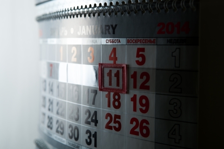 wall calendar calendar with the number of days close-upの写真素材