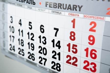 wall calendar calendar with the number of days close-upの写真素材