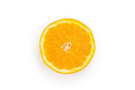 slice of orange top view close-up isolatedの写真素材