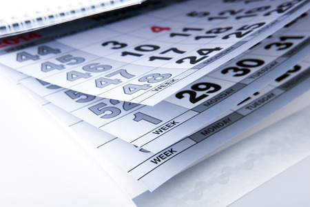 wall calendar with the number of days close-up