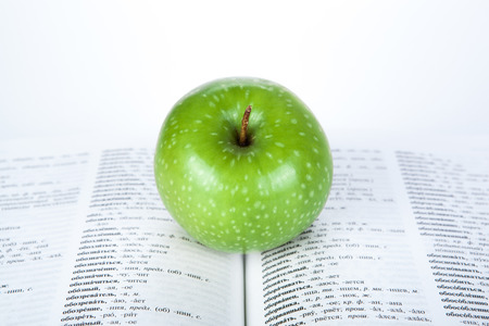 large book with green appleのeditorial素材