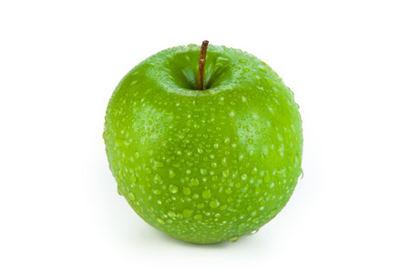 close-up of an apple on a white backgroundの写真素材