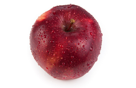 maroon apple closeup on a white backgroundの写真素材