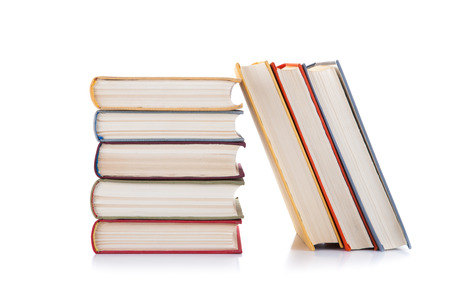 stack of books on white backgroundの写真素材