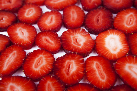 background a strawberry slices close-up and macroの写真素材