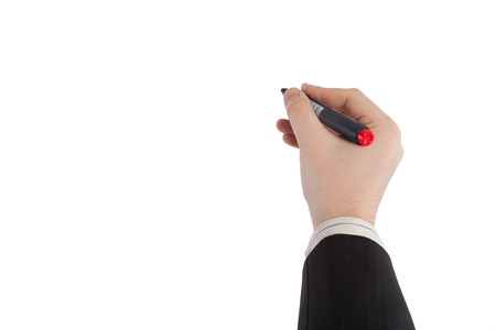 hand draws a marker on whiteの写真素材