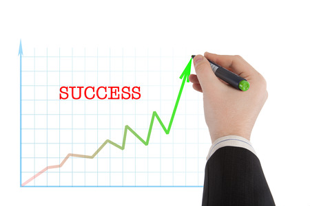 diagram with the word success and the person starts to write by markerの写真素材