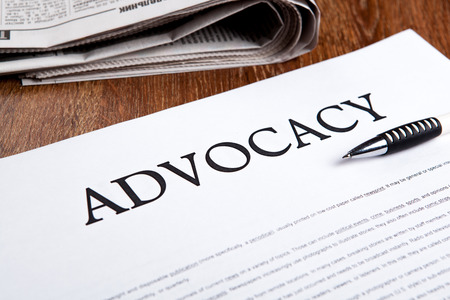 document with the title of advocacy closeupの写真素材