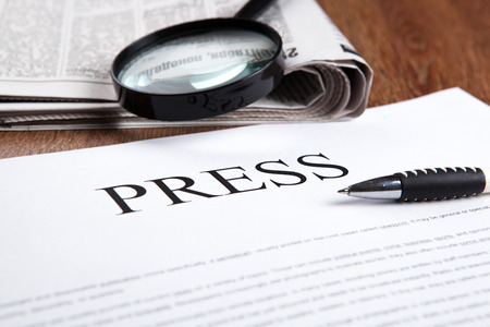 document with the title of press with newspaper closeupの写真素材