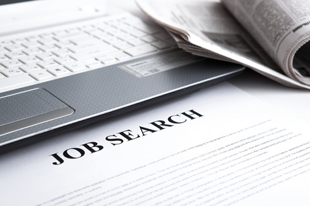 document with the title of job search with newspaper closeupの写真素材