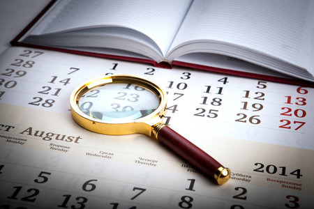 magnifier on the diary close upの写真素材