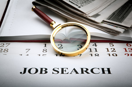 office supplies and job search close upの写真素材