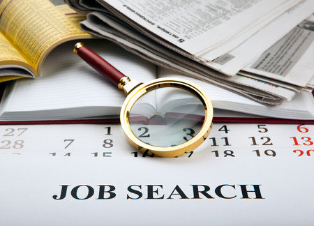 office supplies and job search close upの写真素材