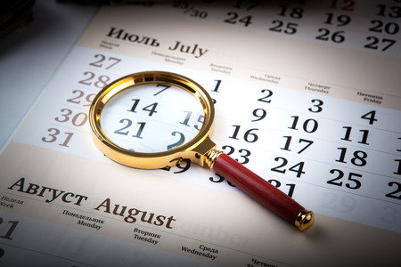 magnifier on the diary close upの写真素材