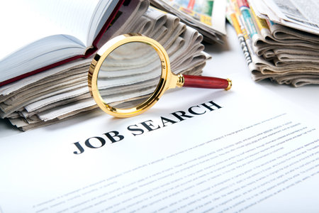 office supplies and job search close upの写真素材