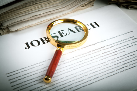 office supplies and job search close upの写真素材