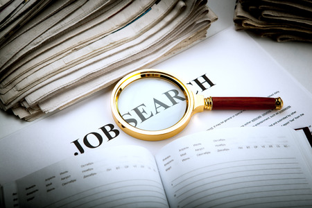 office supplies and job search close upの写真素材