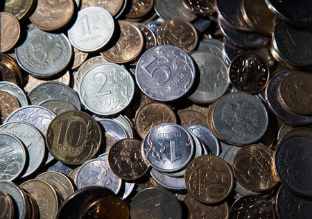 handful of Russian rubles in all directionsの写真素材