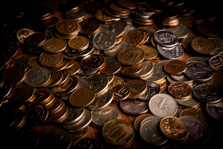 handful of Russian rubles in all directionsの写真素材