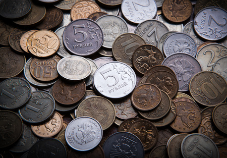 handful of Russian rubles in all directionsの写真素材