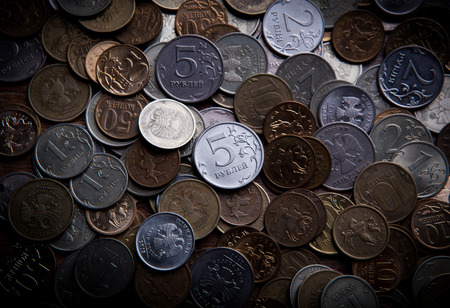 handful of Russian rubles in all directionsの写真素材