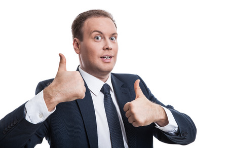 Portrait of a successful employee on a white backgroundの写真素材